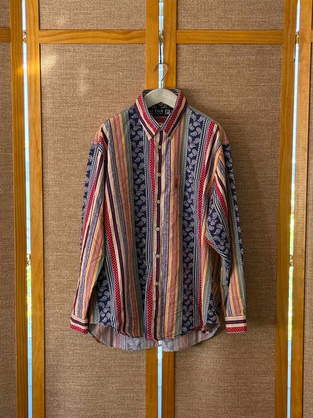 Fila Sport Vintage Multicolor Striped Paisley Button-Down Shirt